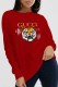 Red Fashion Casual Print Letter O Neck Tops