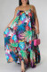 Black Sexy Print Patchwork Spaghetti Strap Sling Dress Plus Size Dresses