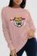 Pink Fashion Casual Print Letter O Neck Tops