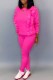 Rose Red Fashion Casual Solid Patchwork O Neck Long Sleeve Two Pieces