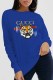 Blue Fashion Casual Print Letter O Neck Tops