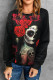 Red Casual Print Patchwork O Neck Tops