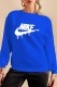 Blue Fashion Street Print Letter O Neck Tops
