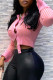 Pink Fashion Casual Solid Buttons O Neck Tops