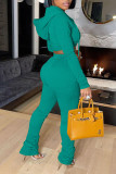 Red Casual Sportswear Solid Make Old Fold Hooded Collar Long Sleeve Two Pieces