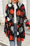 Red Street Print Patchwork Outerwear