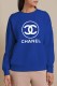 Blue Fashion Street Print Letter O Neck Tops