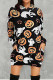 Black Orange Street Print Patchwork Hooded Collar T-shirt Dress Dresses