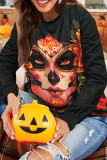 Red Casual Print Patchwork O Neck Tops