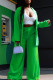Green Casual Solid Patchwork Buttons Turn-back Collar Long Sleeve Two Pieces