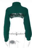 Green Street Solid Patchwork Turtleneck Tops
