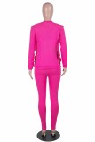 Pink Fashion Casual Solid Patchwork O Neck Long Sleeve Two Pieces
