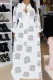 White Casual Print Patchwork Buckle Turndown Collar Shirt Dress Dresses
