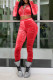 Red Sexy Solid Patchwork Fold Hooded Collar Long Sleeve Two Pieces