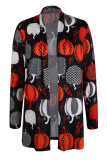 Red Street Print Patchwork Outerwear