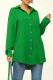 Green Fashion Casual Solid Patchwork Turndown Collar Tops