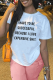White Fashion Street Print Patchwork Letter O Neck T-Shirts
