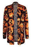 Red Street Print Patchwork Outerwear