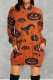 Orange Street Print Patchwork Hooded Collar T-shirt Dress Dresses