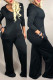 Black Fashion Casual Solid Basic Hooded Collar Regular Jumpsuits