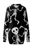 Orange Street Print Patchwork Hooded Collar T-shirt Dress Dresses