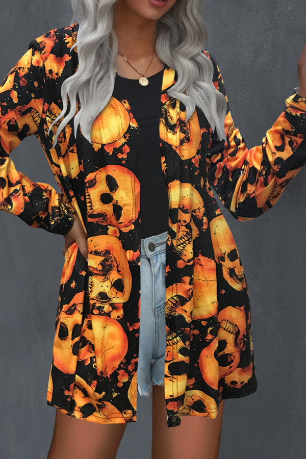Orange Street Print Patchwork Outerwear