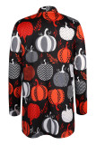 Red Street Print Patchwork Outerwear