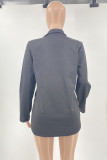 Red Fashion Casual Solid Patchwork Turn-back Collar Long Sleeve Two Pieces