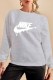 Grey Fashion Street Print Letter O Neck Tops