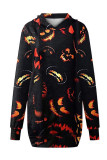 Orange Street Print Patchwork Hooded Collar T-shirt Dress Dresses