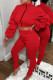 Red Fashion Casual Solid Patchwork Zipper Collar Long Sleeve Two Pieces