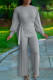 Grey Fashion Casual Solid Patchwork O Neck Long Sleeve Two Pieces