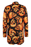 Red Street Print Patchwork Outerwear