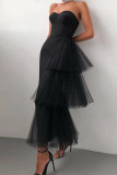 Pink Sexy Elegant Solid Patchwork Strapless One Step Skirt Dresses