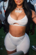 White Sexy Solid Patchwork Spaghetti Strap Sleeveless Two Pieces