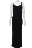White Sexy Solid Patchwork Spaghetti Strap Pencil Skirt Dresses