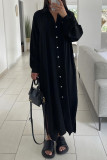 Red Casual Solid Patchwork Buckle Turndown Collar Shirt Dress Dresses