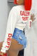 White Casual Print Patchwork O Neck Tops