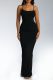Black Sexy Solid Patchwork Spaghetti Strap Pencil Skirt Dresses