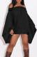 Black Sexy Street Solid Patchwork Off the Shoulder One Step Skirt Dresses