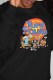 Black Casual Character Print Letter O Neck Tops