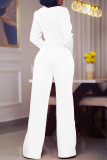 Pink Casual Solid Patchwork Buckle Turn-back Collar Long Sleeve Two Pieces
