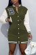 Army Green Casual Solid Embroidered Patchwork Buckle Dresses