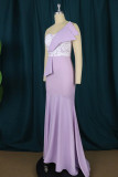 Light Purple Sexy Formal Patchwork Backless Strapless Evening Dress Dresses