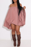 Deep Coffee Sexy Street Solid Patchwork Off the Shoulder One Step Skirt Dresses