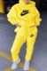 Yellow Casual Print Letter Hooded Collar Long Sleeve Two Pieces