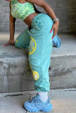 Light Blue Casual Print Basic O Neck Sleeveless Two Pieces