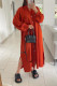 Red Casual Solid Patchwork Buckle Turndown Collar Shirt Dress Dresses