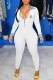 White Street Print Letter Turndown Collar Jumpsuits