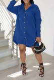 Pink Casual Print Patchwork Turndown Collar Shirt Dress Dresses